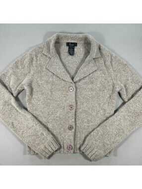 Frenchi Brown Cardigan Womens Small Lambswool and Rabbit Hair